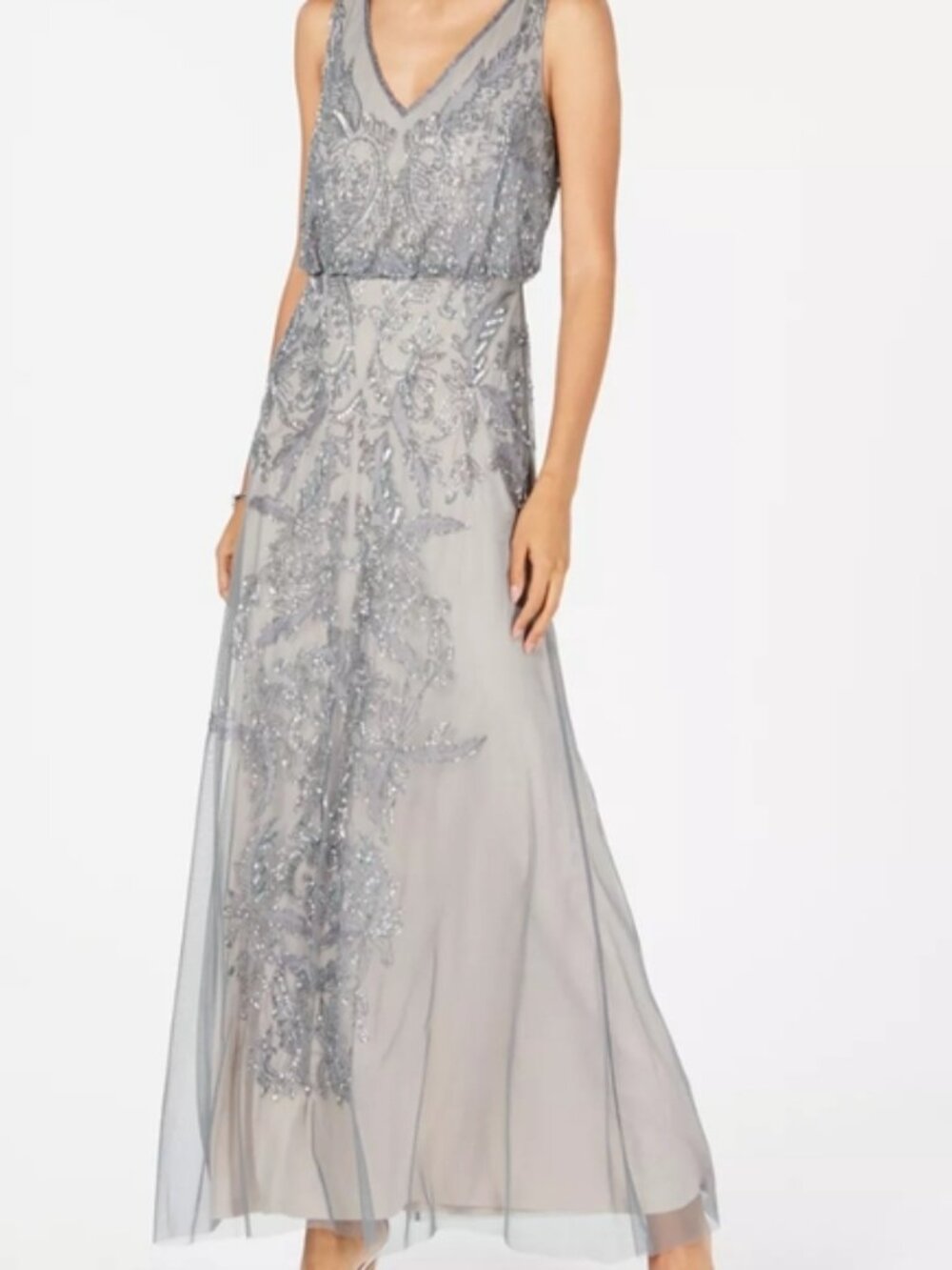 Adrianna Papell Dress | Size 4 | Pewter